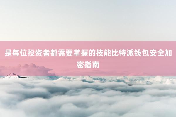 是每位投资者都需要掌握的技能比特派钱包安全加密指南