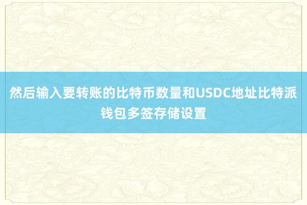 然后输入要转账的比特币数量和USDC地址比特派钱包多签存储设置