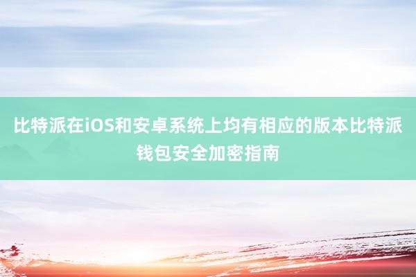 比特派在iOS和安卓系统上均有相应的版本比特派钱包安全加密指南