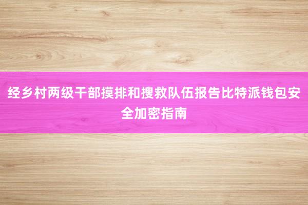 经乡村两级干部摸排和搜救队伍报告比特派钱包安全加密指南