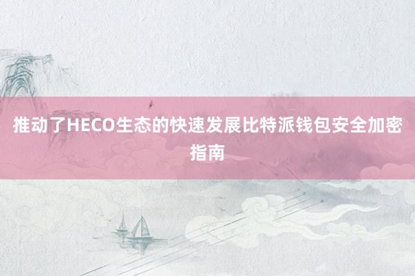 推动了HECO生态的快速发展比特派钱包安全加密指南