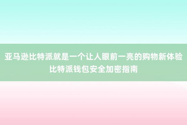 亚马逊比特派就是一个让人眼前一亮的购物新体验比特派钱包安全加密指南